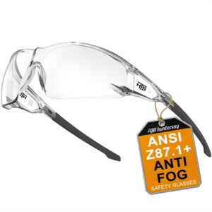 HTS HUNTERSKY ANSI Z87.1 Anti-Fog Clear Safety Glasses Pickleball Youth Baseball Lab Chemistry Goggles Scratch Resistant